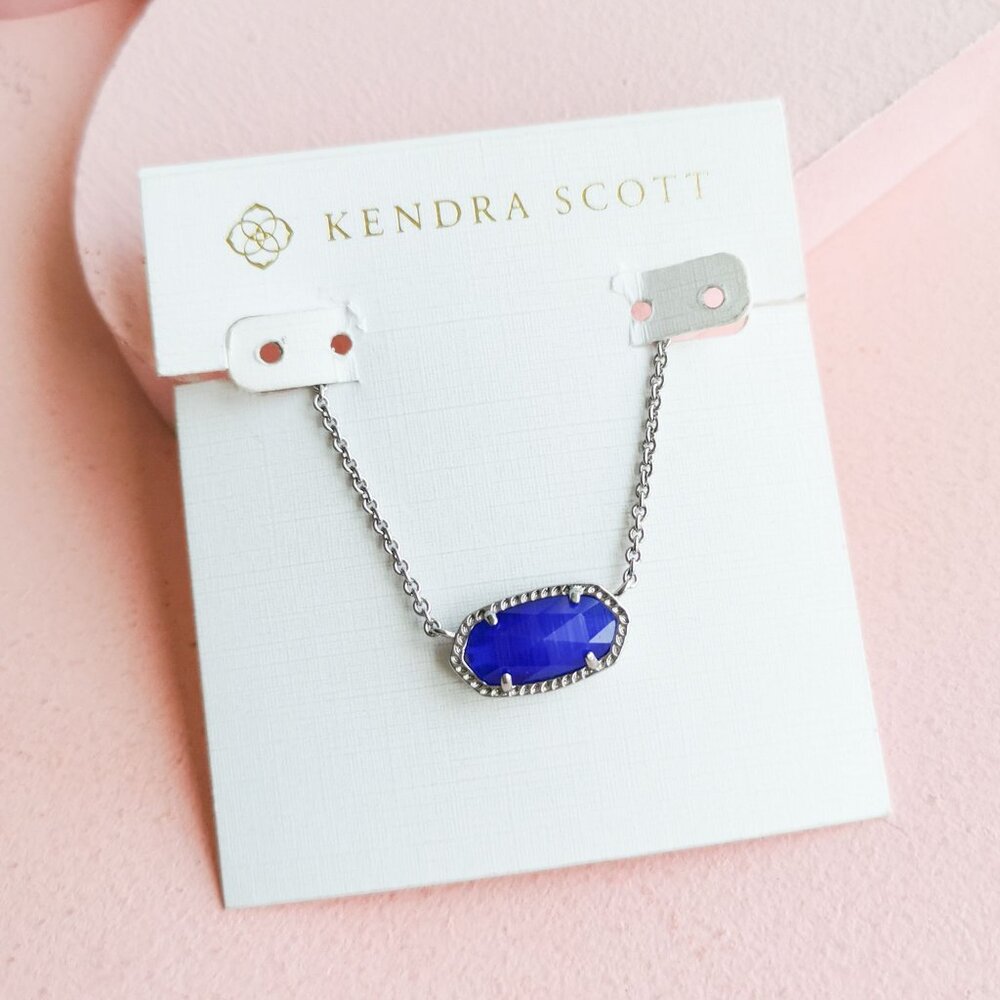 Kendra Scott - Elisa Cobalt Cat's Eye Silver Necklace - NEW